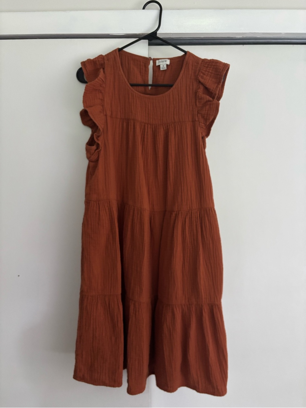 J. Crew Rust Orange Tiered Ruffle Dress